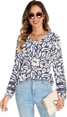 قمصان Rapbin Womens Long Sleeve V Tunic Tups Tops Business Disual Dary Dary in Saudi Arabia