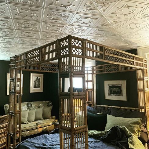 à la maison سقوف R02 الماس إكليل إكليل من البلاط السقف الغراء (256 قدم مربع/حقيبة) ، حزمة من 96 ، أبيض نقي - ساتان (Behr) in Kuwait