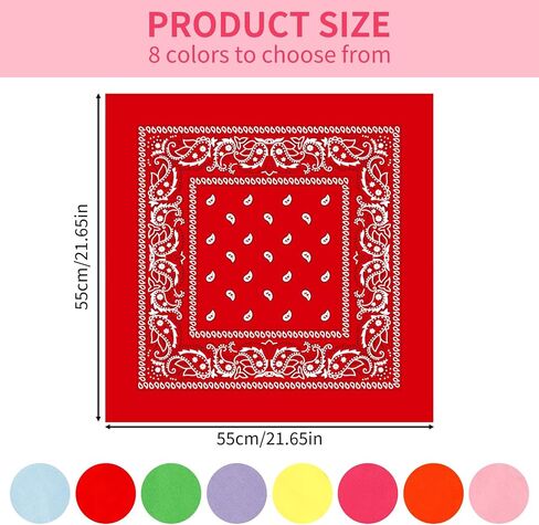 8PCS Neon Bandanas 23"x23" Versatile Solid Color Headwraps & Neck Scarves 80s 90s Glow Party in Saudi Arabia
