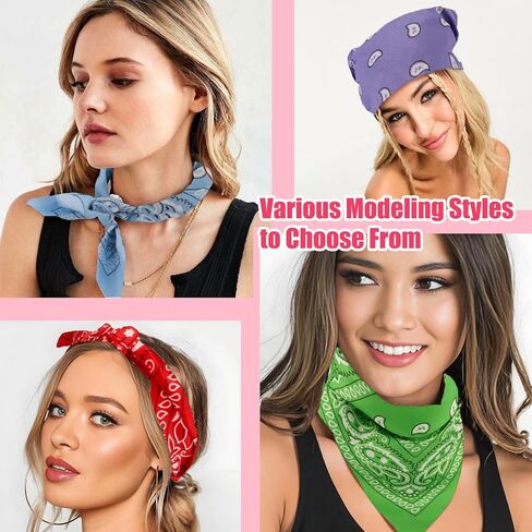 8PCS Neon Bandanas 23"x23" Versatile Solid Color Headwraps & Neck Scarves 80s 90s Glow Party in Saudi Arabia