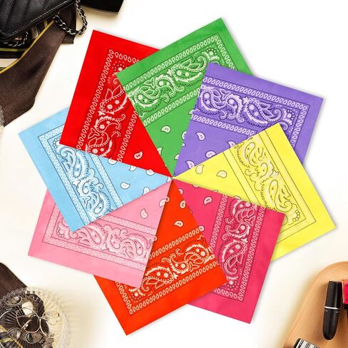 8PCS Neon Bandanas 23"x23" Versatile Solid Color Headwraps & Neck Scarves 80s 90s Glow Party in Saudi Arabia