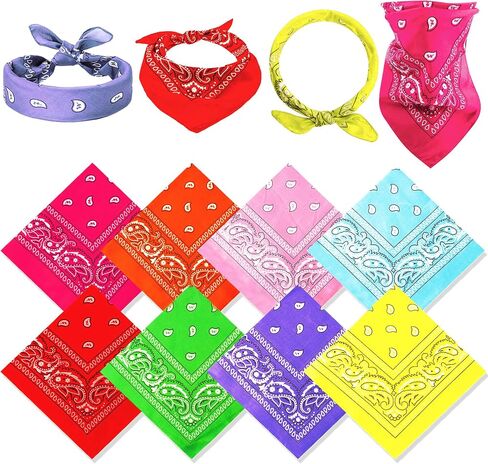 8pcs Neon Bandanas 23 "x23" Headraps Color Solid Proposile in Saudi Arabia