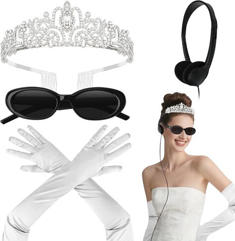 Semato Princess Costume Accessories for Women Crown Long Gloves and Sunglasses Set in Saudi Arabia