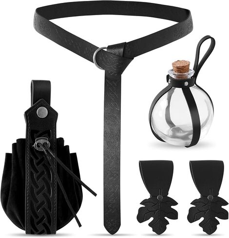 Renaissance Accessories Medieval Belt Pirate Faux Leather Belt Pouch Potion Bottles Ren Faire Accessories in Kuwait