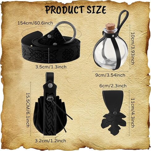 Renaissance Accessories Medieval Belt Pirate Faux Leather Belt Pouch Potion Bottles Ren Faire Accessories in Kuwait