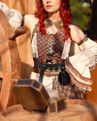 Renaissance Accessories Medieval Belt Pirate Faux Leather Belt Pouch Potion Bottles Ren Faire Accessories in Kuwait