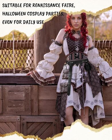 Renaissance Accessories Medieval Belt Pirate Faux Leather Belt Pouch Potion Bottles Ren Faire Accessories in Kuwait