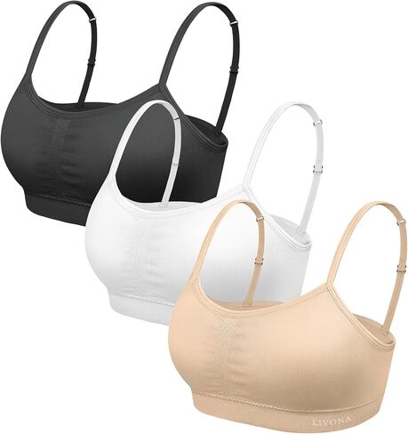 Livona 3 Pack Training Bras for Girls-Sports Bra ، Pitness Bra ، BATDADED BRA BRALETTE ، CROP CAMI TANK TOP (6-14) in Kuwait