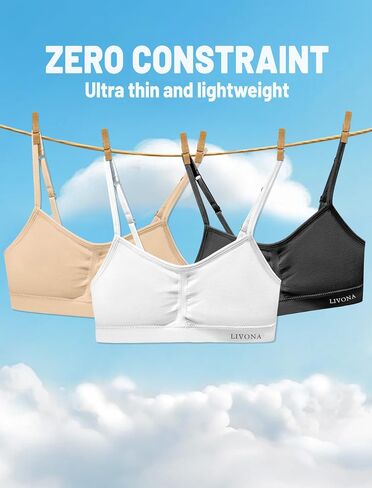 Livona 3 Pack Training Bras for Girls-Sports Bra ، Pitness Bra ، BATDADED BRA BRALETTE ، CROP CAMI TANK TOP (6-14) in Kuwait
