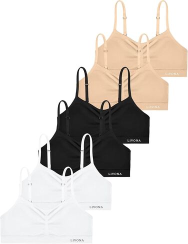 Livona 3 Pack Training Bras for Girls-Sports Bra ، Pitness Bra ، BATDADED BRA BRALETTE ، CROP CAMI TANK TOP (6-14) in Kuwait