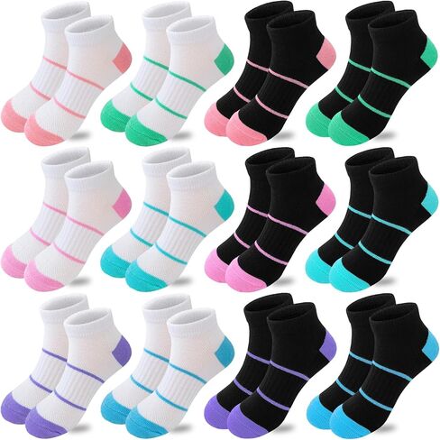 Bemeol 12 Pairs Girls Ankle Socks Kids Low Cut Ankle Socks Girls Half Cushion Athletic Sock in Saudi Arabia