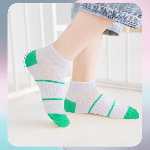 Bemeol 12 Pairs Girls Ankle Socks Kids Low Cut Ankle Socks Girls Half Cushion Athletic Sock in Saudi Arabia