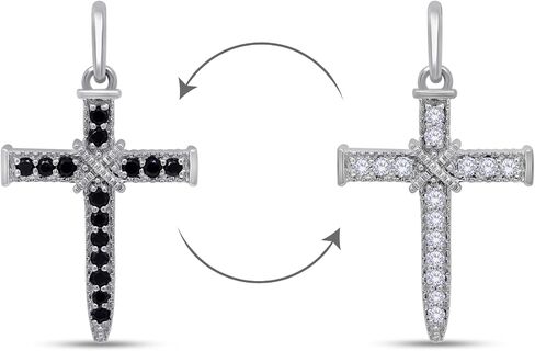 قلادة صليب ديني للرجال 1.15 CTTW الطبيعي الماس الأبيض والأسود أو الأسود والأبيض Moissanite يسوع المسيح قلادة قابلة للانعكاس في 10K و 925 الجنيه الفضية الجنيه الاسترليني من أجله in Saudi Arabia