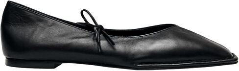 Lace up Ballet Flats Women Square Toe Mary Jane Flats Bow Slip On Leather Comfortable Ballerina Shoes in Kuwait