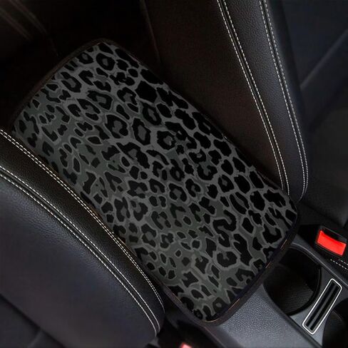Black Leopard Print Auto Center Console Armrest Pad Universal Cheetah Print Car Center Console Cover Seat Box Cover for Sedan, Van, SUV, Truck Car Accessorie in Saudi Arabia