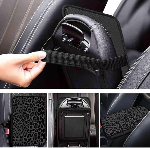 Black Leopard Print Auto Center Console Armrest Pad Universal Cheetah Print Car Center Console Cover Seat Box Cover for Sedan, Van, SUV, Truck Car Accessorie in Saudi Arabia
