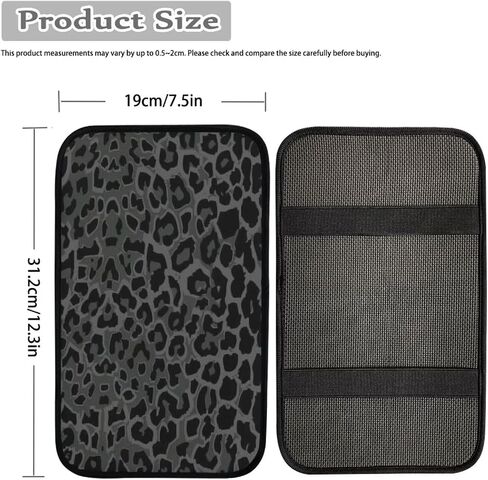Black Leopard Print Auto Center Console Armrest Pad Universal Cheetah Print Car Center Console Cover Seat Box Cover for Sedan, Van, SUV, Truck Car Accessorie in Saudi Arabia