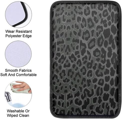 Black Leopard Print Auto Center Console Armrest Pad Universal Cheetah Print Car Center Console Cover Seat Box Cover for Sedan, Van, SUV, Truck Car Accessorie in Saudi Arabia