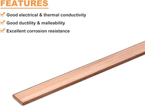 uxcell Copper Flat Bar, 0.16" Thickness x 0.98" Width x 7.87" Length Copper Bus Bar Stock Plate Mill for Electrical (4mm x 25mm x 200mm) in Saudi Arabia