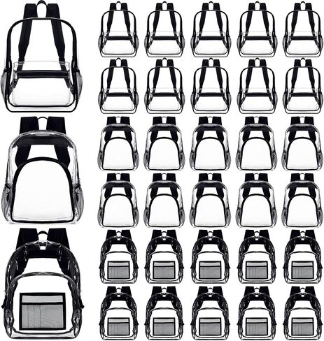 Amylove 30 Pack Clear Backpack Backpack Ballk Barge Huck Dusty PVC شفاف شفاف مع الأشرطة القابلة للتعديل لعمل الكلية 3 نمط in Saudi Arabia
