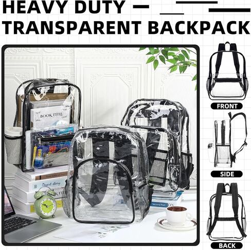 Amylove 30 Pack Clear Backpack Backpack Ballk Barge Huck Dusty PVC شفاف شفاف مع الأشرطة القابلة للتعديل لعمل الكلية 3 نمط in Saudi Arabia