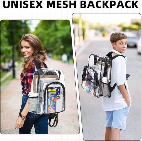 Amylove 30 Pack Clear Backpack Backpack Ballk Barge Huck Dusty PVC شفاف شفاف مع الأشرطة القابلة للتعديل لعمل الكلية 3 نمط in Saudi Arabia