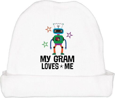 Inktastic My Gram Loves Me Grandson Robot Baby Beanie Hat in Kuwait