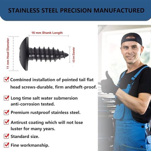 License Plate Screws for Subaru, Black License Plate Screws Grade 18-8 (304) Stainless Steel Self Tapping Mounting Bolts Compatible with Subaru/SUVs/Trucks/Domestic Cars & More - 8 PCS in Kuwait