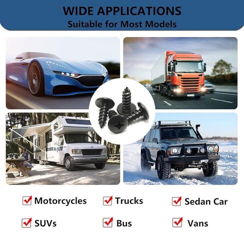 License Plate Screws for Subaru, Black License Plate Screws Grade 18-8 (304) Stainless Steel Self Tapping Mounting Bolts Compatible with Subaru/SUVs/Trucks/Domestic Cars & More - 8 PCS in Kuwait