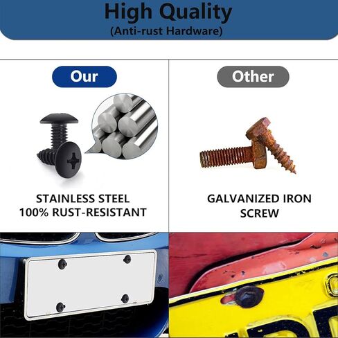 License Plate Screws for Subaru, Black License Plate Screws Grade 18-8 (304) Stainless Steel Self Tapping Mounting Bolts Compatible with Subaru/SUVs/Trucks/Domestic Cars & More - 8 PCS in Kuwait