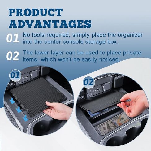 Cover Cover Console Console Cover Cover Cover Hidden Organizer for 2019-2022 Chevy Silverado/GMC Sierra 1500 and 2020-2023 Silverado/GMC Sierra 2500HD 3500HD Accessories (Comple Console W/Pucket Sats فقط) in Saudi Arabia