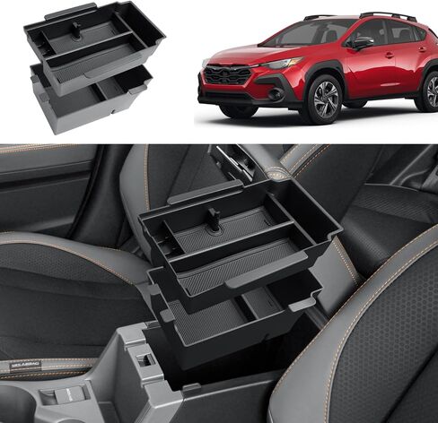 Center Console Organizer Set For 2024-2026 Subaru Crosstrek/Hybrid - 3 Pcs Double-Layer Armrest Box Organizer + Hanging Middle Console Organizer + TPE Cup Holder For 2024-2026 Crosstrek Accessories in Kuwait