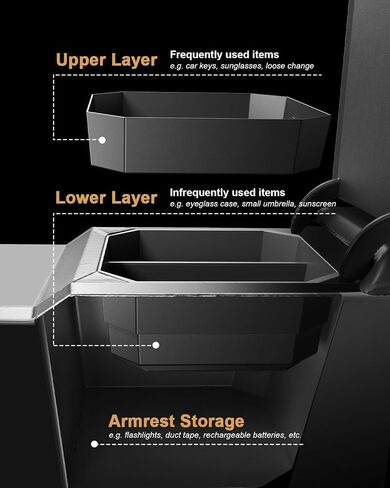 Center Console Organizer Set For 2024-2026 Subaru Crosstrek/Hybrid - 3 Pcs Double-Layer Armrest Box Organizer + Hanging Middle Console Organizer + TPE Cup Holder For 2024-2026 Crosstrek Accessories in Kuwait