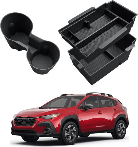 Center Console Organizer Set For 2024-2026 Subaru Crosstrek/Hybrid - 3 Pcs Double-Layer Armrest Box Organizer + Hanging Middle Console Organizer + TPE Cup Holder For 2024-2026 Crosstrek Accessories in Kuwait