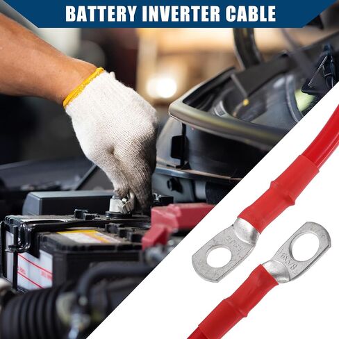 كابلات العاكس البطارية النحاسية/6 مقياس AWG 5/16 "-5/8" كابل بطارية بطارية عالمي للسيارة RV/دائمة النحاس النقي 1FT/1PCS الأحمر in Saudi Arabia