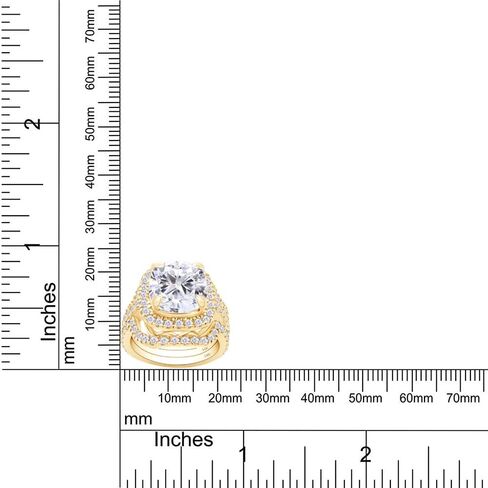 Savearth Diamonds Cushion & Round Cut Lab التي تم إنشاؤها من الماس Moissanite خاتم الخطوبة وفرقة زفاف مزدوجة هالو هالة ، نطاقات زفاف في الذهب الصلب 10K/14K (3.50 CTTW ، G-H/VVS1) هدية المجوهرات in Saudi Arabia