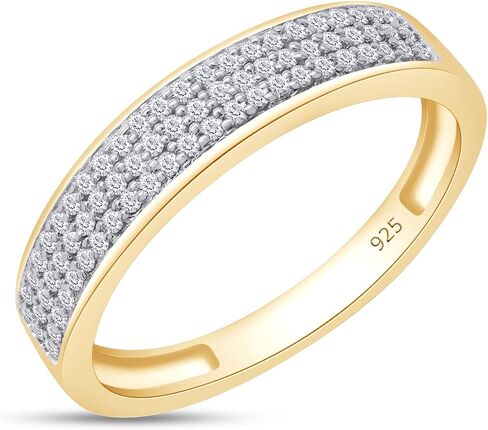 Savearth Diamonds 0.58 قيراط (CTW) Round White Lab الذي تم إنشاؤه Moissanite Diamond Men's & Women's Micro Pave Ring Trio Trio Trio في 925 Sterling Silver in Kuwait