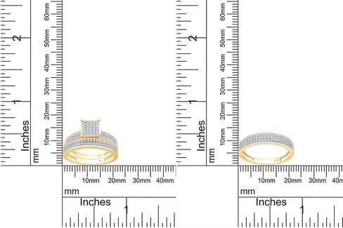 Savearth Diamonds 0.58 قيراط (CTW) Round White Lab الذي تم إنشاؤه Moissanite Diamond Men's & Women's Micro Pave Ring Trio Trio Trio في 925 Sterling Silver in Kuwait