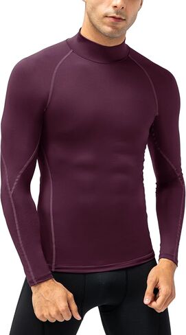 قمصان رياضية مضغوطة للرجال بأكمام طويلة تي شيرت للتمرين بياقة مدورة وهمية وطبقة أساسية من القمصان الداخلية in Kuwait