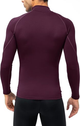 قمصان رياضية مضغوطة للرجال بأكمام طويلة تي شيرت للتمرين بياقة مدورة وهمية وطبقة أساسية من القمصان الداخلية in Kuwait