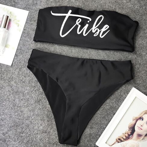 Women's Bride Two Piece Bandeau Swimsuit Ribbed Strapless Tube Bikini Top with Mid Waist Cheeky Bottom Bathing Suit, Small, Bridepink in Saudi Arabia
