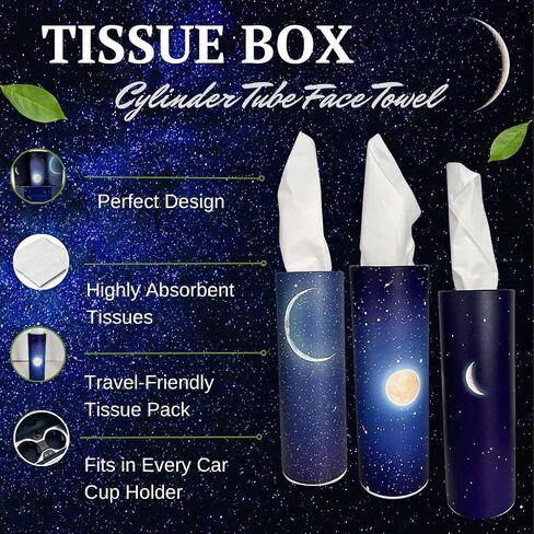 Cylinder Car Tissue Box Printed Heart Red White, Car Tissue Holder with 2-ply Facial Tissue Bulk-3 PK Tissue Holder for Car, Travel Tissue for Car Cup Holder, Car Tissue Round Container Kraft in Saudi Arabia