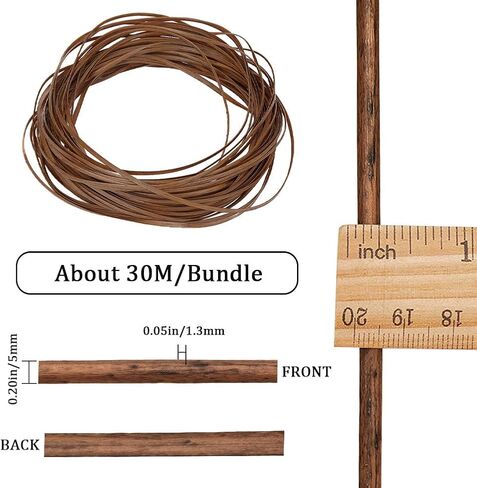GORGECRAFT 5mm x 30m Rattan Repair Kit Weave Material Plastic Flat Basket Wicker Weaving Reed Synthetic Rattan Woven Knit Furniture Plastic Cane Fix Knit Vinyl for Garden Patio Chair Sofa Box Camel in Kuwait
