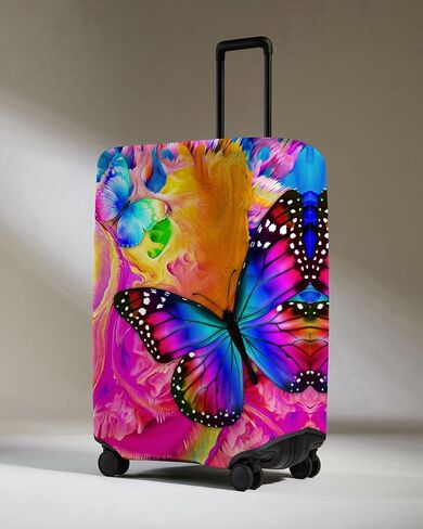 Butterfly Suitcase Cover for Butterfly Lover,Suitcase Protector Elastic Luggage Anti-scratch (Color 2, Large (25-28in)) in Saudi Arabia