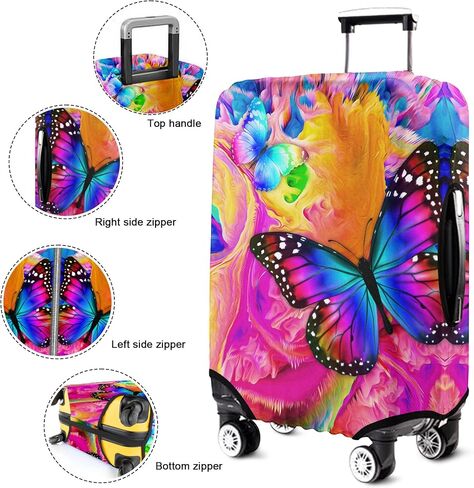 Butterfly Suitcase Cover for Butterfly Lover,Suitcase Protector Elastic Luggage Anti-scratch (Color 2, Large (25-28in)) in Saudi Arabia