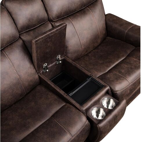Power Console in Brown, Nubuck-Like, Hidden Storage Space, Charging, Adjustable and Footrest, with Box, Feature of Transformability in Saudi Arabia