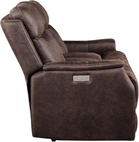 Power Console in Brown, Nubuck-Like, Hidden Storage Space, Charging, Adjustable and Footrest, with Box, Feature of Transformability in Saudi Arabia