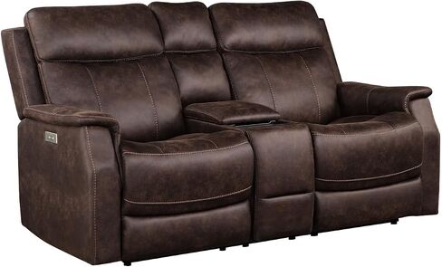 Power Console in Brown, Nubuck-Like, Hidden Storage Space, Charging, Adjustable and Footrest, with Box, Feature of Transformability in Saudi Arabia