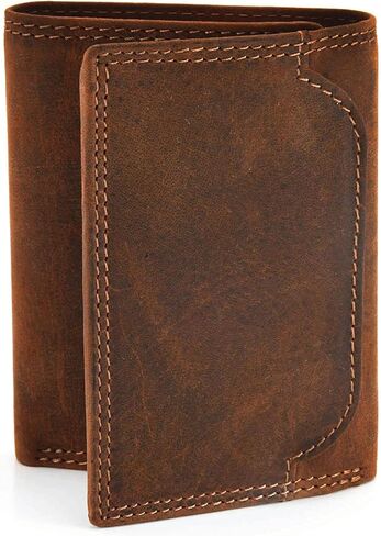 Style N Craft Women's Full Grain Leather RFID Protected Trifold Wallet, Brown in Saudi Arabia