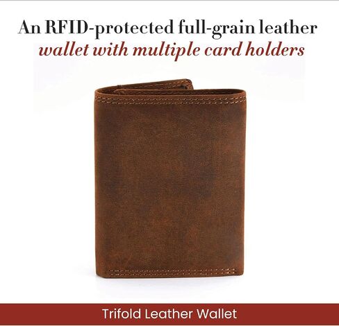 Style N Craft Women's Full Grain Leather RFID Protected Trifold Wallet, Brown in Saudi Arabia